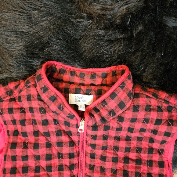 Croft and Barrow Red and Black Plaid Quilted Vest Women's Size XXL - Picture 4 of 7